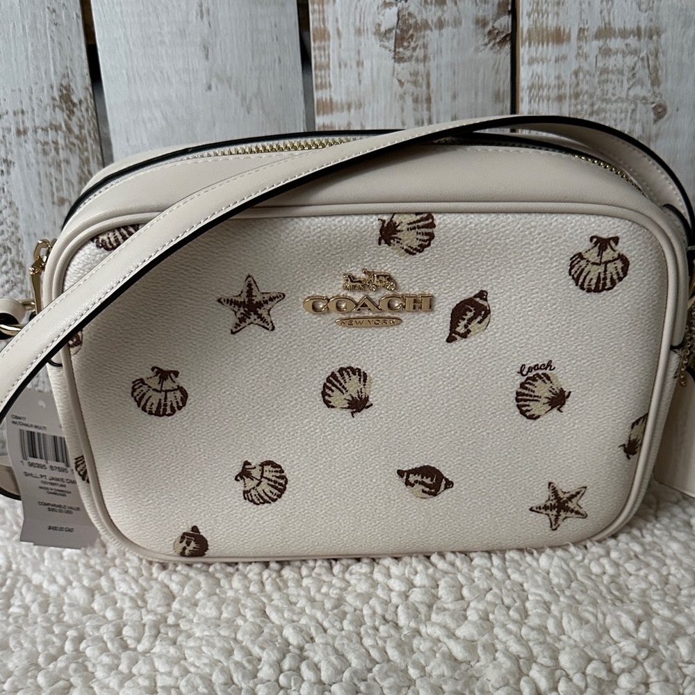 Coach Shell Print Jamie Camera Cross Body Bag Purse Chalk New NWT
